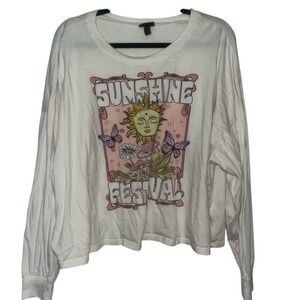 Torrid Sunshine Festival Graphic Tee Plus Size Long Sleeve Top Boho